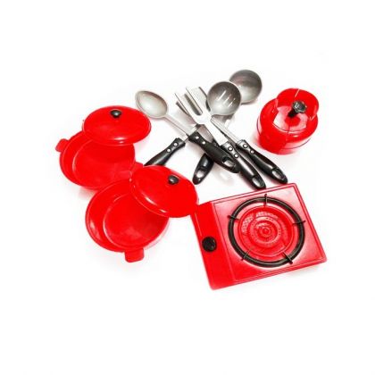 Kitchen Toy Set for Girl - 11 Pcs - Red